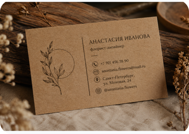 Визитки на крафт бумаге